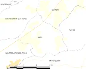 Poziția localității Raids
