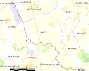 Poziția localității Sacey