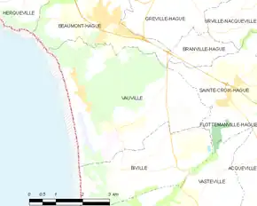 Poziția localității Vauville