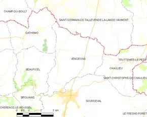 Poziția localității Vengeons