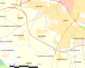 Poziția localității Bezannes