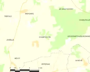 Poziția localității Champguyon