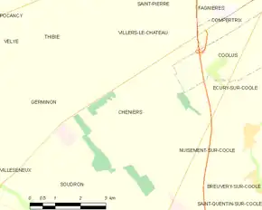 Poziția localității Cheniers