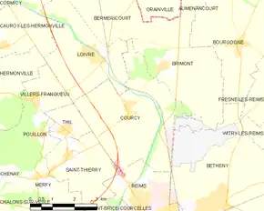 Poziția localității Courcy