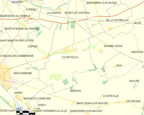 Poziția localității Courtisols