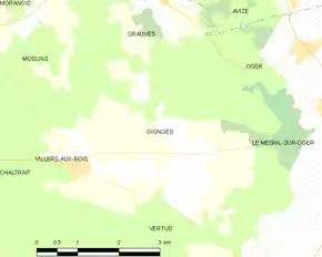 Poziția localității Gionges