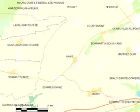 Poziția localității Hans