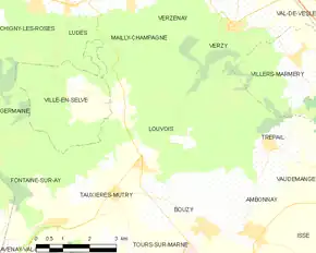 Poziția localității Louvois
