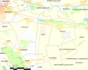 Poziția localității Oiry