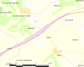 Poziția localității Poilly
