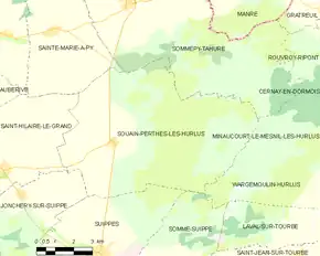 Poziția localității Souain-Perthes-lès-Hurlus