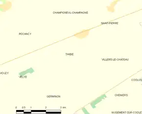 Poziția localității Thibie