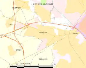 Poziția localității Tinqueux