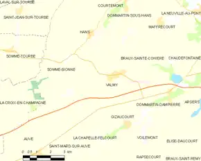 Poziția localității Valmy