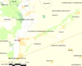 Poziția localității Villeneuve-Renneville-Chevigny