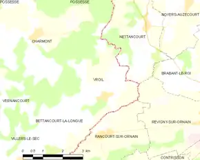 Poziția localității Vroil