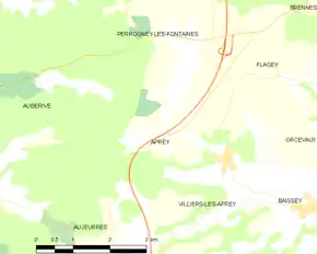 Poziția localității Aprey