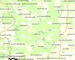 Poziția localității Auberive