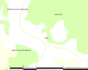 Poziția localității Bize