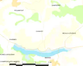 Poziția localității Changey