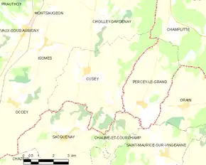 Poziția localității Cusey