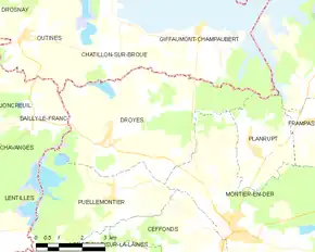 Poziția localității Droyes