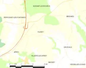 Poziția localității Flagey