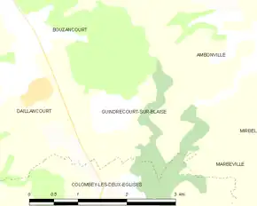 Poziția localității Guindrecourt-sur-Blaise