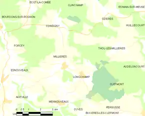 Poziția localității Millières