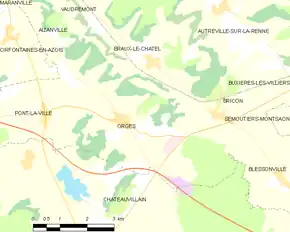 Poziția localității Orges