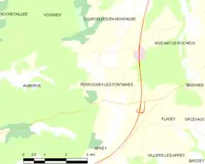 Poziția localității Perrogney-les-Fontaines