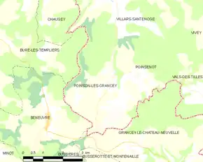 Poziția localității Poinson-lès-Grancey
