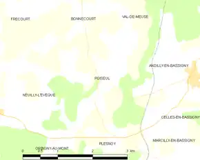 Poziția localității Poiseul