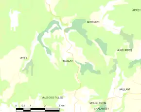 Poziția localității Praslay