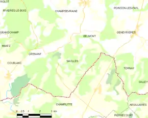 Poziția localității Saulles