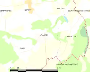 Poziția localității Valleroy
