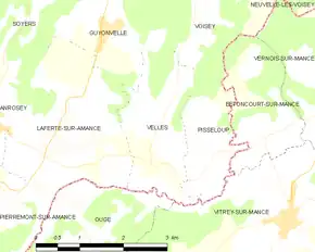 Poziția localității Velles