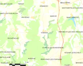 Poziția localității Voisines