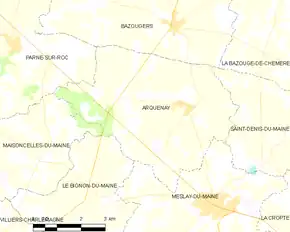 Poziția localității Arquenay