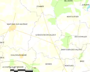 Poziția localității La Bazouge-des-Alleux