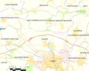 Poziția localității Changé