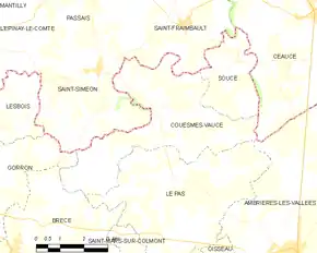 Poziția localității Couesmes-Vaucé