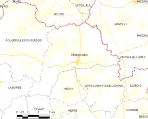 Poziția localității Désertines