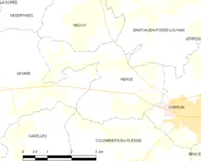 Poziția localității Hercé
