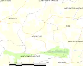 Poziția localității Montflours