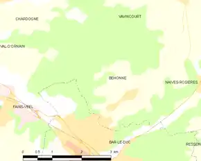 Poziția localității Behonne