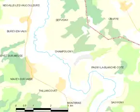 Poziția localității Champougny