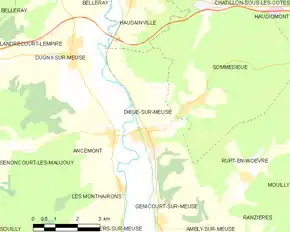 Poziția localității Dieue-sur-Meuse