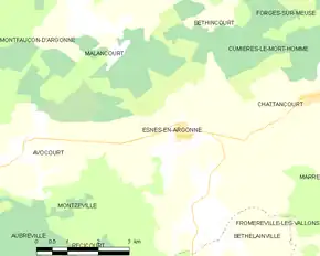 Poziția localității Esnes-en-Argonne