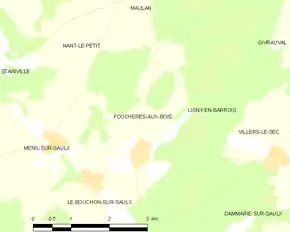 Poziția localității Fouchères-aux-Bois